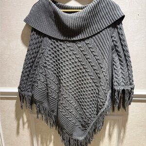 Jaclyn Smith Charcoal Cable Knit Poncho